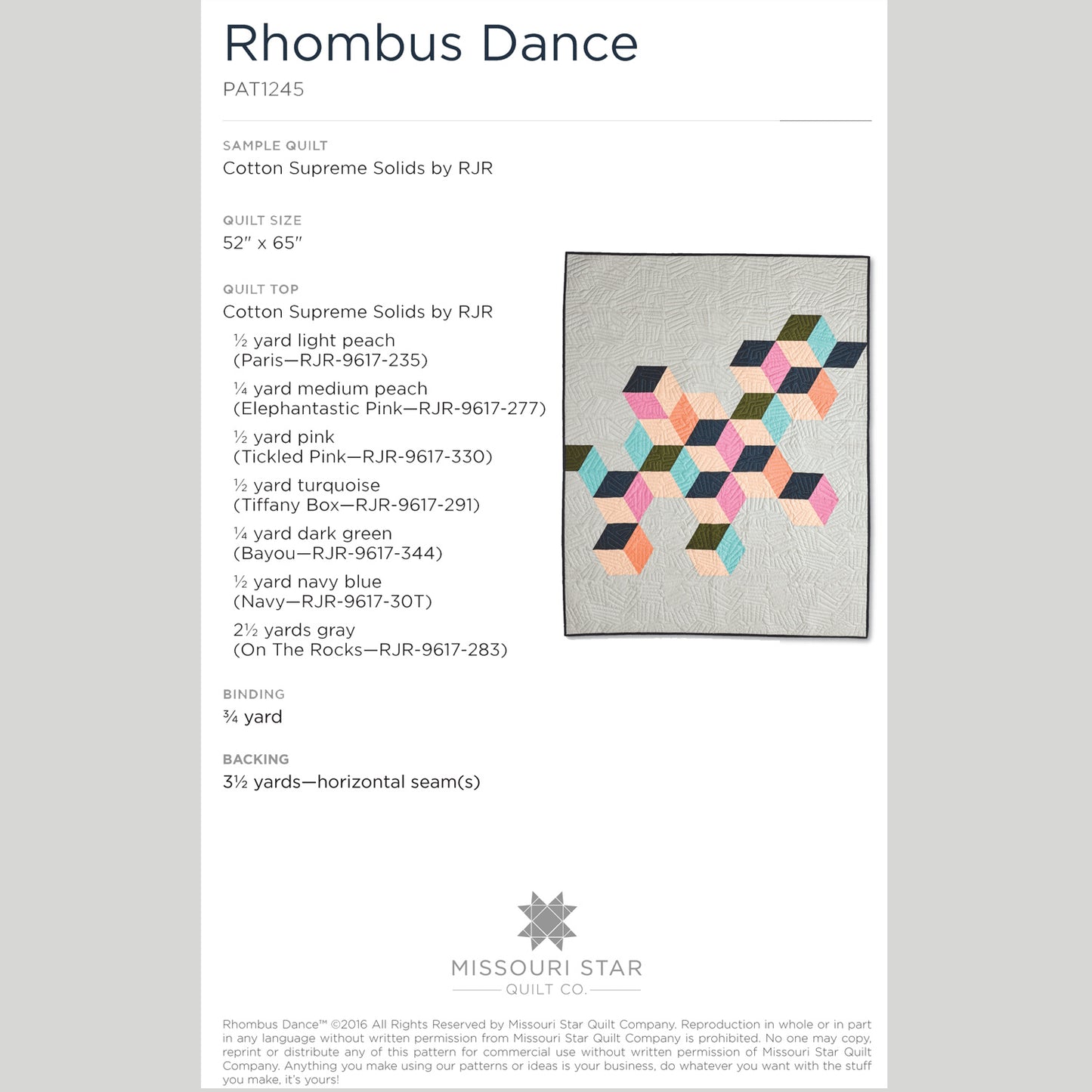 Digital Download - Rhombus Dance Quilt Pattern by Missouri Star Alternative View #1