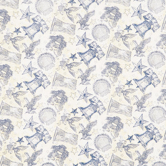 Colors of Courage - Patriotic Toile Blue Yardage