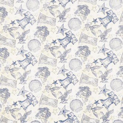 Colors of Courage - Patriotic Toile Blue Yardage