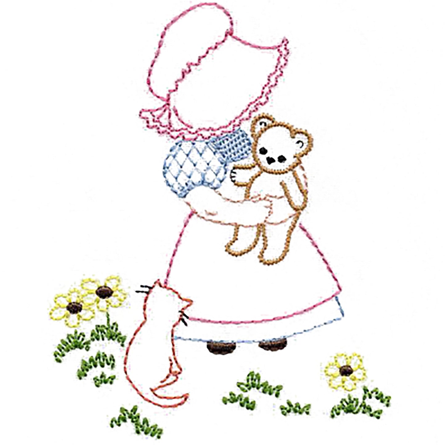 Aunt Martha's Bonnie Bonnet Iron-On Embroidery Pattern Alternative View #2