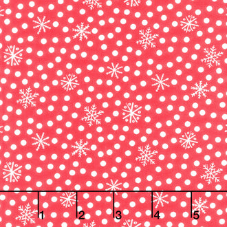 Bundle-Up - Snowflake and Dots Red Yardage