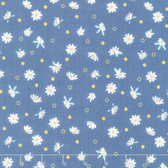 Daisy Fields - Floral Denim Metallic Yardage
