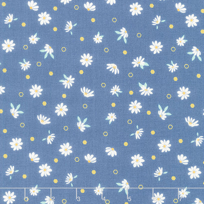 Daisy Fields - Floral Denim Metallic Yardage