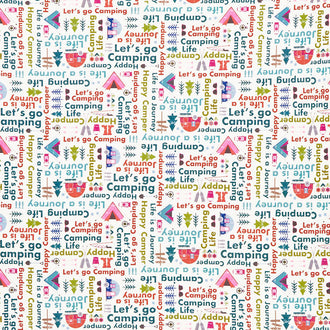 Happy Camper - Life is a Journey Cream Yardage