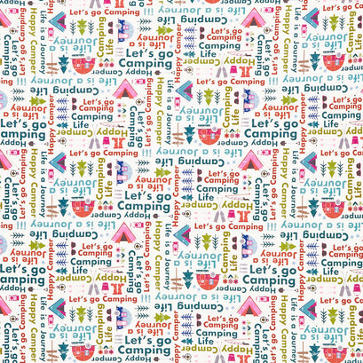 Happy Camper - Life is a Journey Cream Yardage