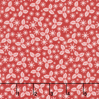 Winter Blooms - Holly and Snow Red Yardage