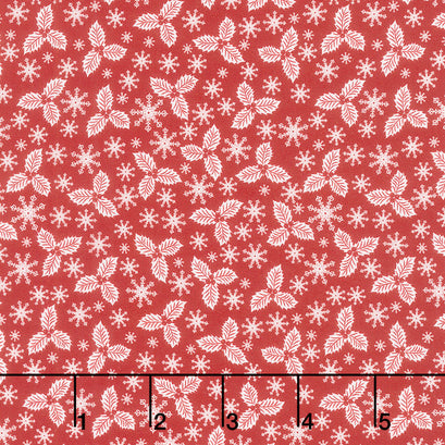 Winter Blooms - Holly and Snow Red Yardage