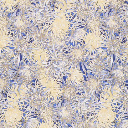 Aurelia - Chrysanthemums Periwinkle Metallic Yardage