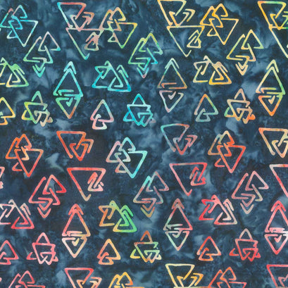 Chromatic Batiks - Triangles Blue Storm Yardage