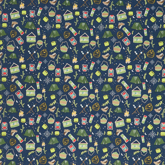 Love You S'more - Camping Navy Yardage
