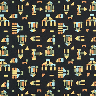 ABC XYZ - Wood Blocks Black Yardage
