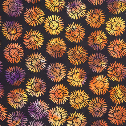 Bonfire Batiks - Sunflowers Coal Yardage
