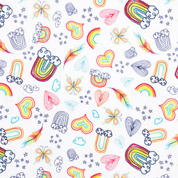 Cloud Cuddle Print - Doodles Rainbow Minky Yardage Primary Image