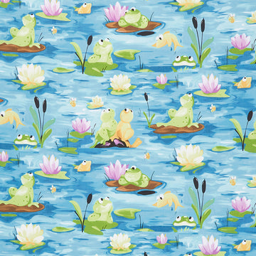 Paul's Pond - Frog AlloverTurquoise Yardage Primary Image
