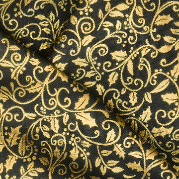 Holiday Charms - Holly Black Metallic Yardage Alternative View #1