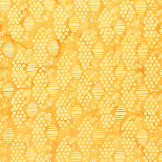 Honey Bee Batiks - Bee Honeycomb Orange Pumpkin Yardage