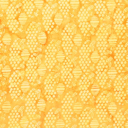 Honey Bee Batiks - Bee Honeycomb Orange Pumpkin Yardage
