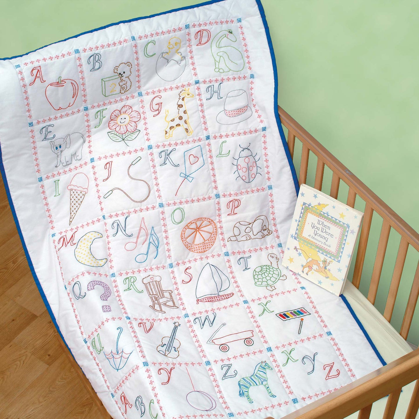 ABC's Embroidery Crib Quilt Top Primary Image