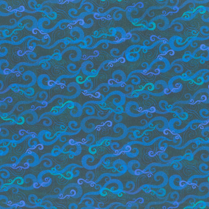 Oceanica - Waves Navy Yardage