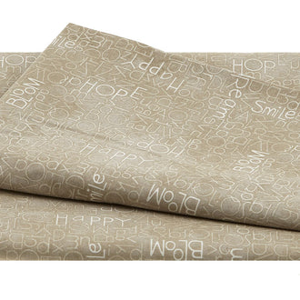 Blue Bird of Happiness - Word Print Khaki 2 Yard Cut