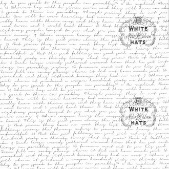 Sew Journal - Sewer Parable Text White Yardage