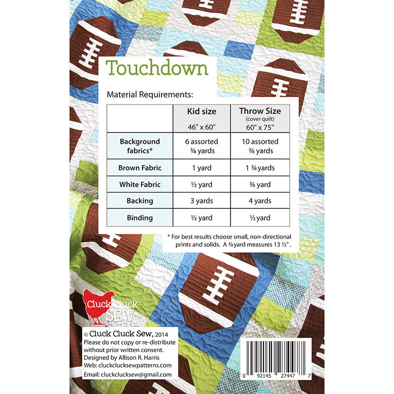 Digital Download Touchdown Quilt Pattern