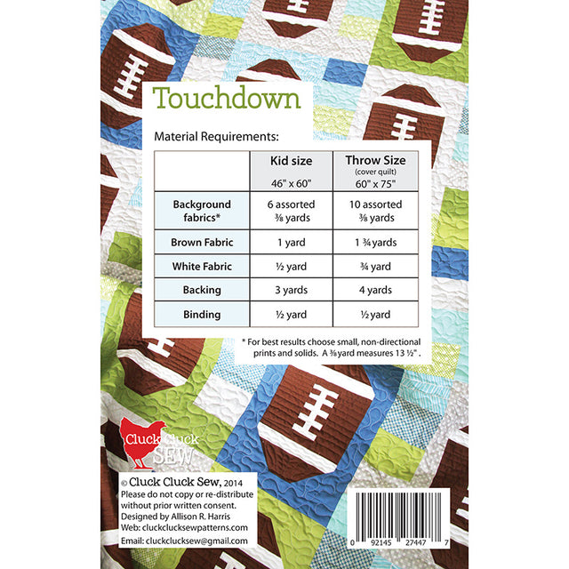 Digital Download Touchdown Quilt Pattern