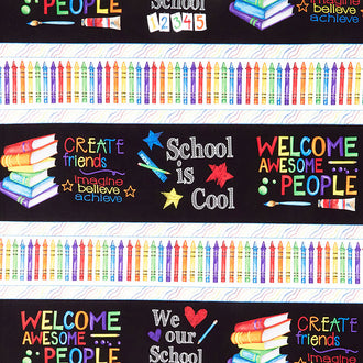 School is Cool - School Repeating Stripe Multi Yardage