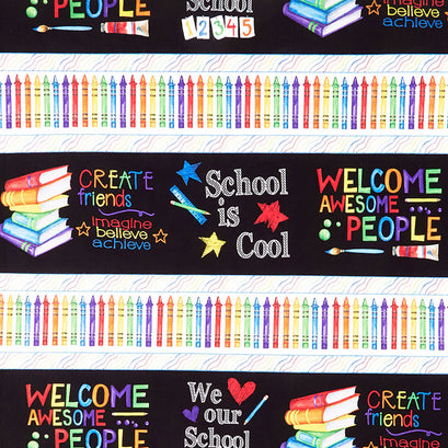 School is Cool - School Repeating Stripe Multi Yardage