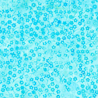 Tropical Oasis Batiks - Round Flower Stems Teal Yardage