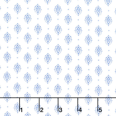 Indigo Splash - Petite Medallion White Yardage