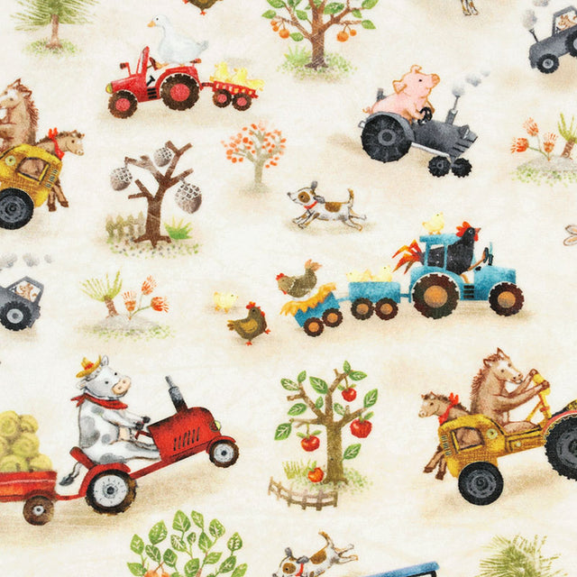 Cuddle® Prints - Funny Farm Beige Digitally Printed Minky Yardage Primary Image