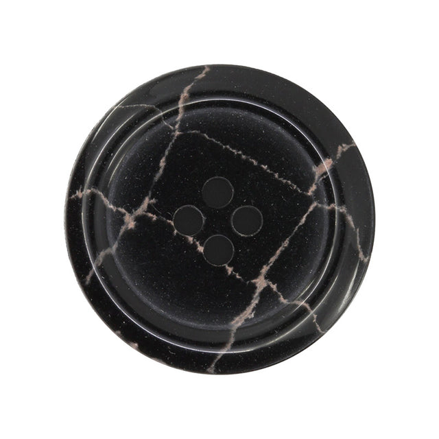 Recycled Plastic 28mm Round Crackle Button - Black Primary Image