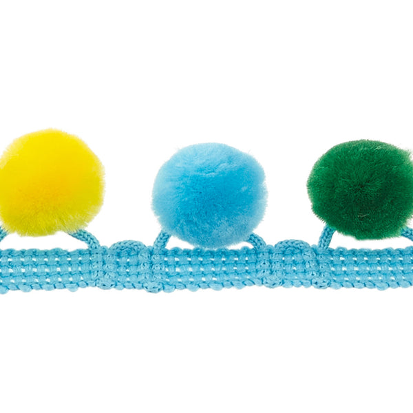 Prima Marketing Pom Pom Trim Ribbon – Blue, 1/4-Inch Pom Poms For Crafts & Sewing