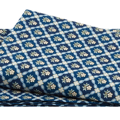 Sapphire Blossoms - Floral Grid Navy 2 Yard Cut