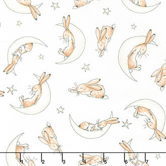Guess How Much I Love You - Pink Sleepy Hares White Yardage