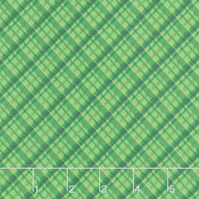 Holiday Charms - Plaid Green Metallic Yardage Primary Image