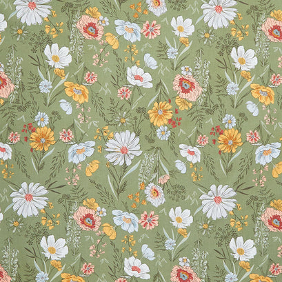 Woodland and Wildflowers - Wildflower Wonder Stones Moss Yardage