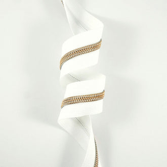 Emmaline #5 Zippers-by-the-Yard - White with Copper