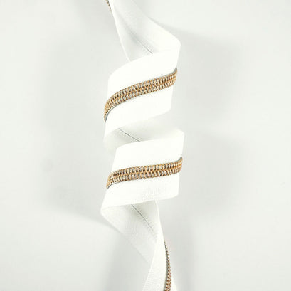 Emmaline #5 Zippers-by-the-Yard - White with Copper
