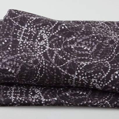 Tranquil Flannel - Swirling Geometric Black 108" Wide 3 Yard Cut