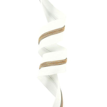Emmaline #3 Zippers-by-the-Yard - White with Copper
