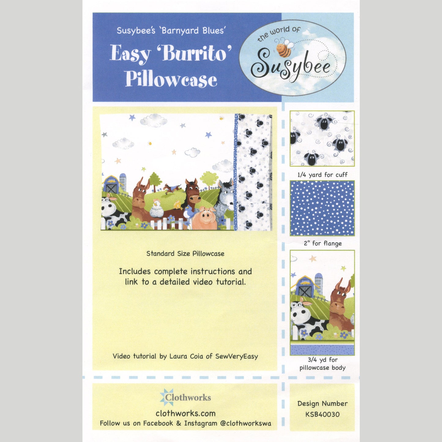 Barnyard Blues Pillowcase Kit Alternative View #2