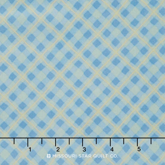 Pretty as a Pansy - Bias Plaid Light Sage Blue Yardage