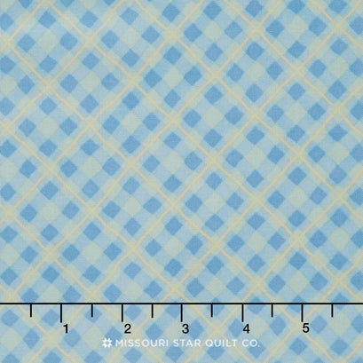 Pretty as a Pansy - Bias Plaid Light Sage Blue Yardage