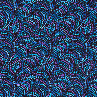 Polar Bear Attitude - Beaded Swirls Blue Multi Yardage
