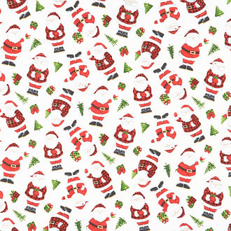 Santa's Tree Farm - Santa Toss White Multi Yardage