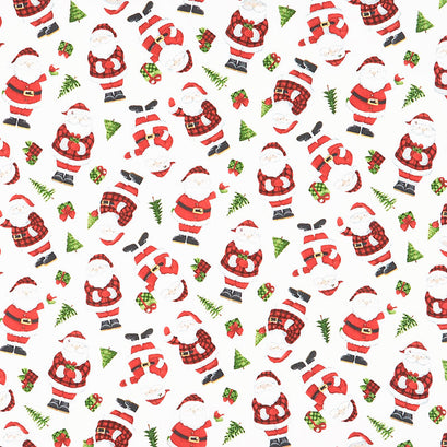 Santa's Tree Farm - Santa Toss White Multi Yardage