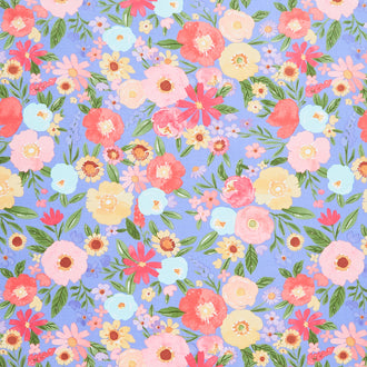 Flora No. 6 - Floral Main Periwinkle Yardage