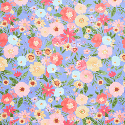 Flora No. 6 - Floral Main Periwinkle Yardage
